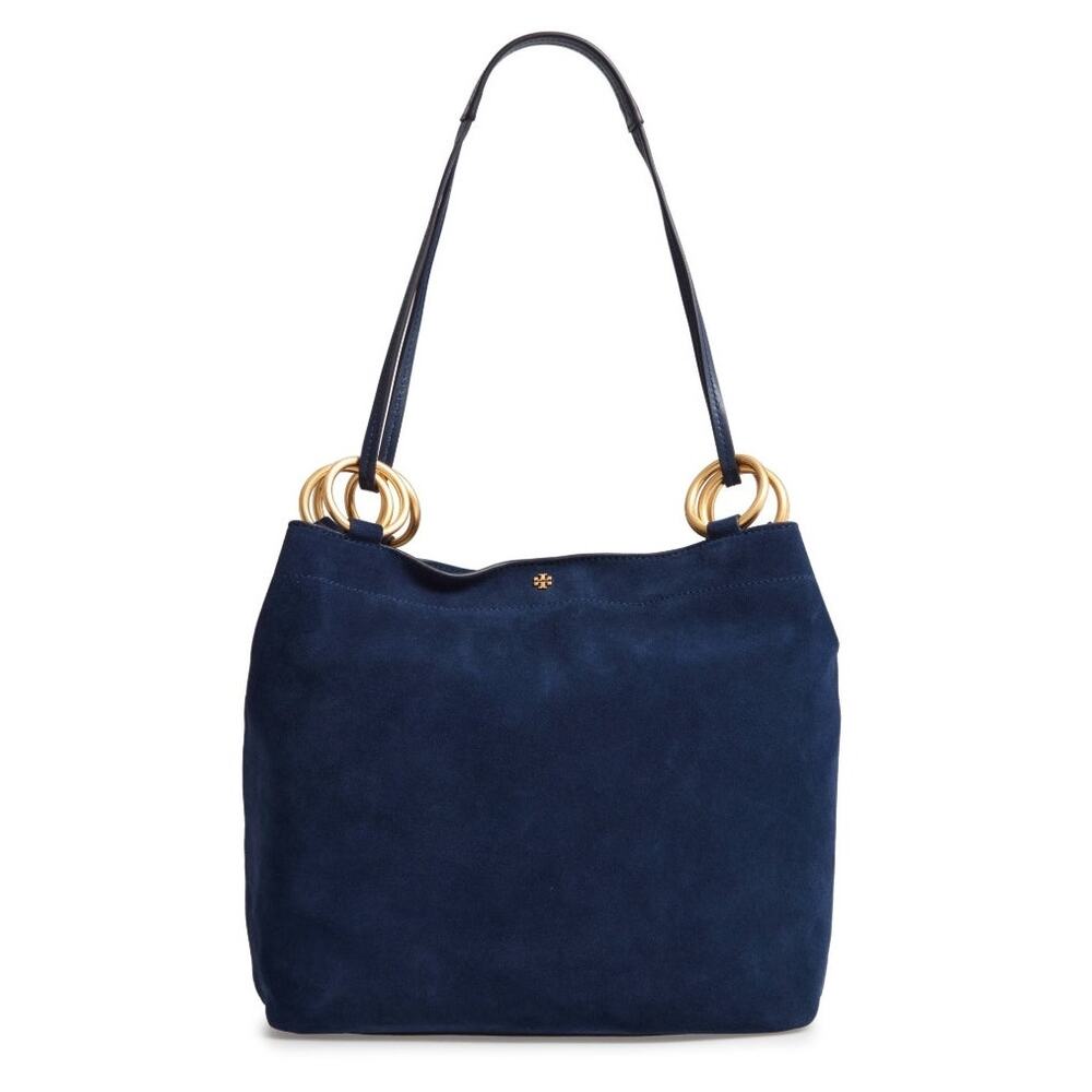 Women's Tory Burch Farrah Navy‎ Suede Shoulder Bag